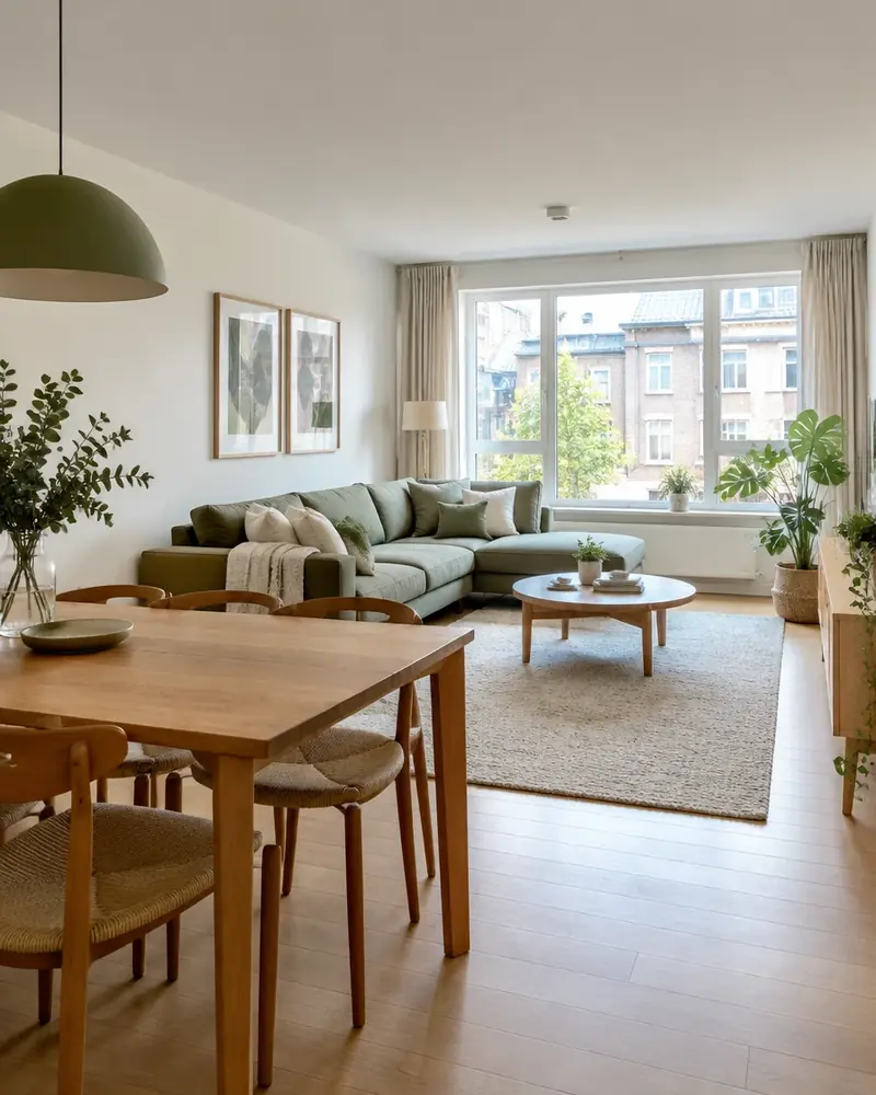 Furnished living room in a Belgian apartment